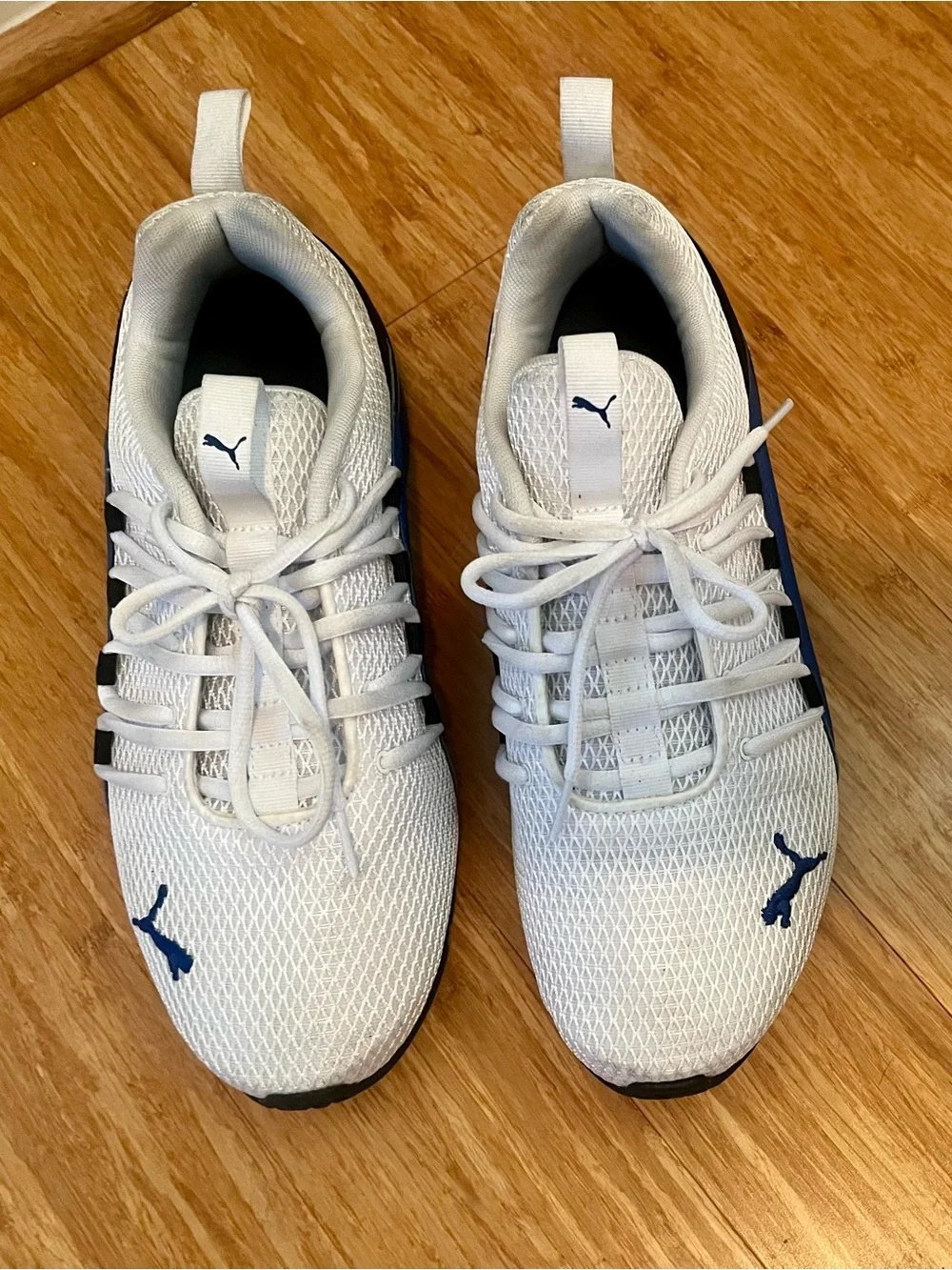 Puma Men's White Mesh Running Shoes with Navy Logos